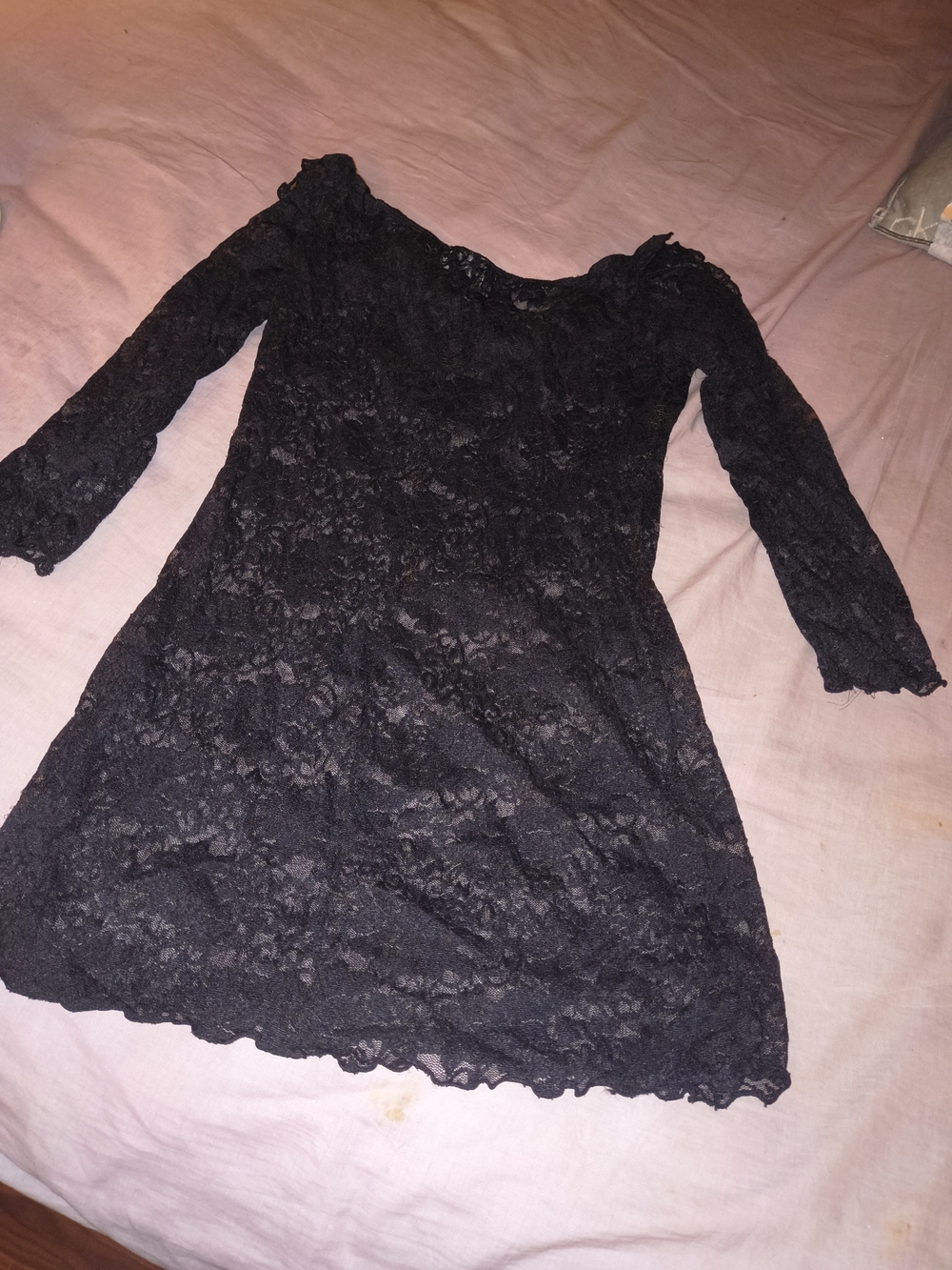Dreamgirl Black Lace Long Sleeve Sleepshirt